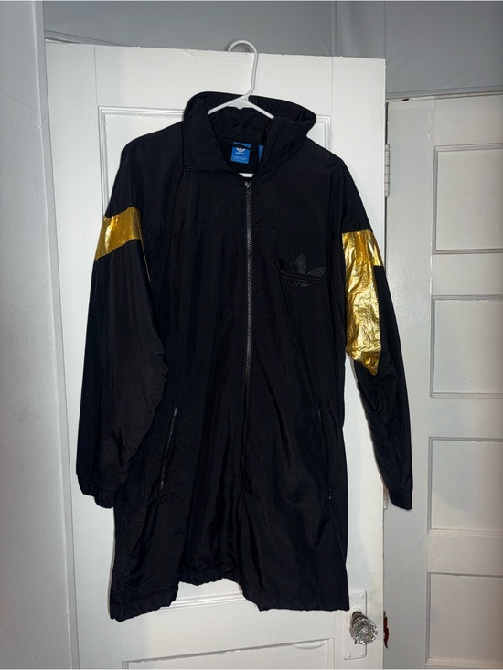 adidas Jackets & Blazers - adidas Black Windbreaker with Gold Sleeve Panels